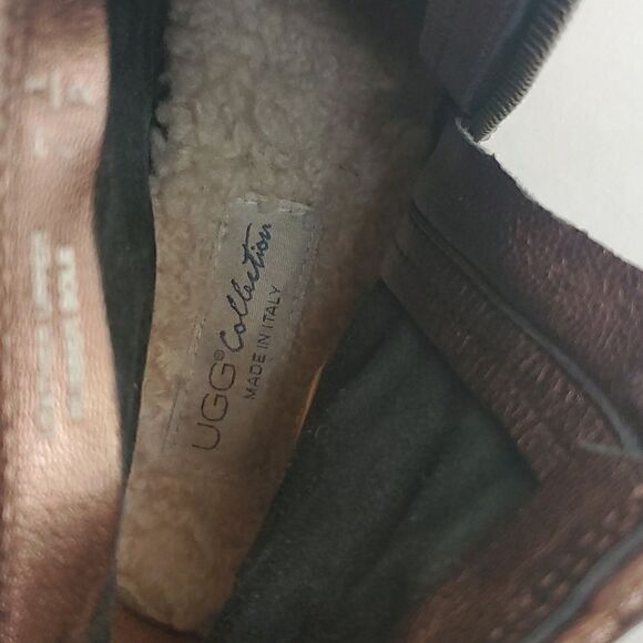 UGG Collection Stella Women's Leather Booties Size 7.5 Side Zip Metallic Bronze - Picture 9 of 10